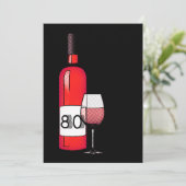 80ste verjaardag: Halftoonse wijnfles & glas Kaart (Staand voorkant)