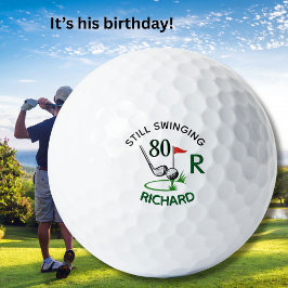 80ste verjaardag Heren Monogram naam Golfballen