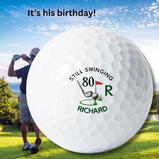 80ste verjaardag Heren Monogram naam Golfballen