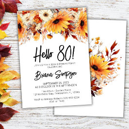 80ste verjaardag Herfst bloemstuk Kaart