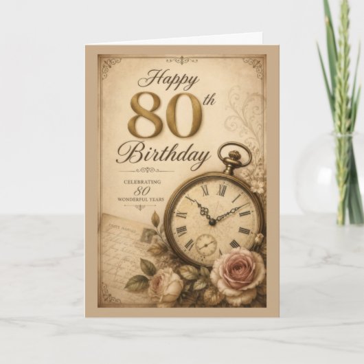 80ste Verjaardag in Vintage Stijl Kaart (Voorkant)