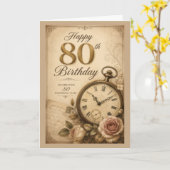 80ste Verjaardag in Vintage Stijl Kaart (Gele Bloem)