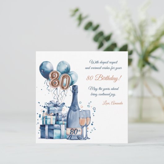 80ste verjaardag Kaart gepersonaliseerd voor manne (Staand voorkant)