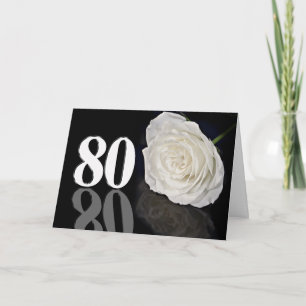 80ste Verjaardag Kaart met een klassieke witte roo