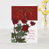 80ste verjaardag Kaart met Rozen (Gele Bloem)