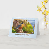 80ste verjaardag Kaart met Springtime Robin (Gele Bloem)