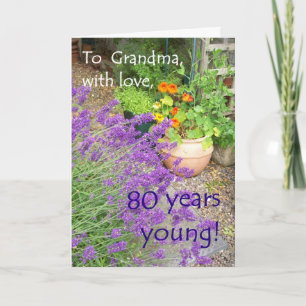80ste verjaardag Kaart voor oma - Flower Garden