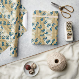80ste verjaardag koffie gevlekte collage grootboek cadeaupapier