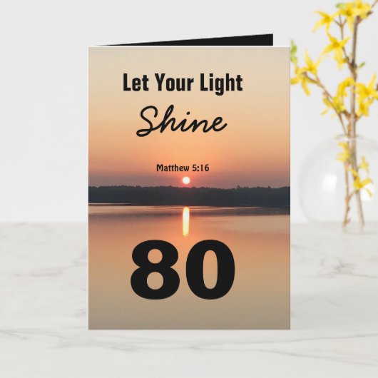 80ste verjaardag Laat Uw Licht Schriftuurlijke Tek Kaart (Gele Bloem)