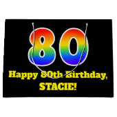 80ste verjaardag ~ Leuk, Kleurrijk, Levendig, Rege Groot Cadeauzakje (Voorkant)