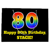 80ste verjaardag ~ Leuk, Kleurrijk, Levendig, Rege Groot Cadeauzakje (Achterkant)