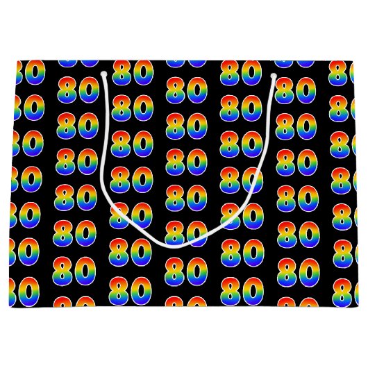 80ste verjaardag: Leuk Regenboog Event Nummer 80 P Groot Cadeauzakje (Voorkant)