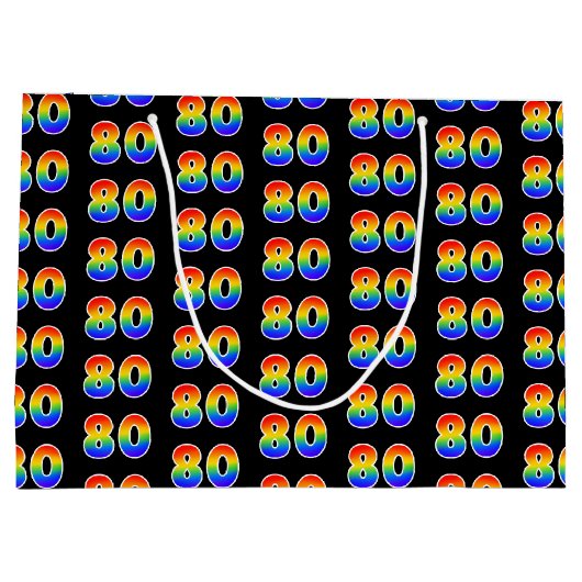 80ste verjaardag: Leuk Regenboog Event Nummer 80 P Groot Cadeauzakje (Achterkant)