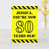 80ste verjaardag: Leuke stencil stijl tekst, aange Kaart (Gele Bloem)