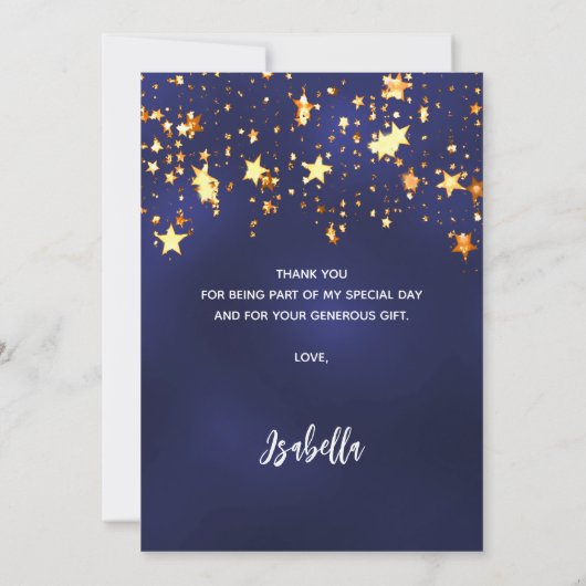 80ste verjaardag Marine Blauw Goud Sterren Bedankkaart (Achterkant)