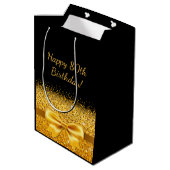 80ste verjaardag met gouden boog op elegante medium cadeauzakje (Achterkant Gekanteld)