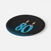 80ste verjaardag met verlichte kaars nummers papieren bordje (Gekanteld)