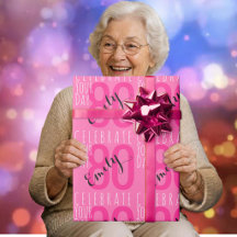 80ste verjaardag moderne roze typografie