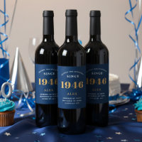 80ste verjaardag Naam 1946 Blauwe Gouden Elegante 