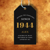 80ste Verjaardag Naam 1946 Zwart Goud Elegant Chic Cadeaulabel