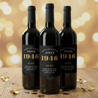 80ste Verjaardag Naam 1946 Zwart Goud Elegant Chic
