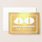 80ste verjaardag: Naam + Art Deco geïnspireerde lo Folie Kaarten (Voorkant met envelop)