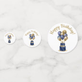 80ste verjaardag Navy Blauwe Ballon Cake Confetti (Voorkanten)