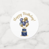 80ste verjaardag Navy Blauwe Ballon Cake Confetti (Kleine voorkant)