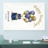 80ste verjaardag Navy Blauwe Ballon Cake Spandoek (Beurs)