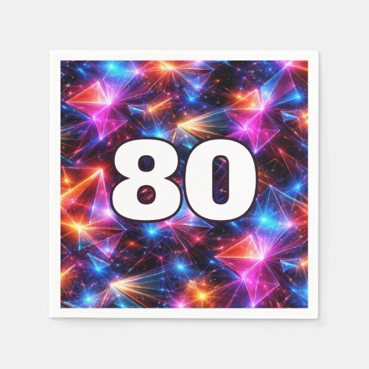 80ste verjaardag Neon Polygoon Abstract Servet (Voorkant)