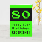 80ste verjaardag: Nerdy / Geeky stijl "80" en naam Kaart (Gele Bloem)