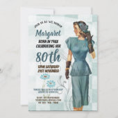 80ste verjaardag nodigt  retroArt Deco 3 uit Kaart (Voorkant)