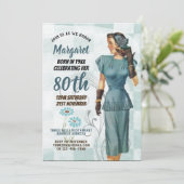 80ste verjaardag nodigt  retroArt Deco 3 uit Kaart (Staand voorkant)