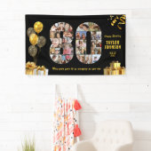 80ste verjaardag Nummer 80 Foto Collage Zwart Goud Spandoek (Insitu)