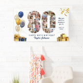 80ste Verjaardag Nummer 80 Fotocollage Wit Goud Spandoek (Insitu)