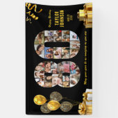 80ste verjaardag Nummer 80 Fotocollage Zwart Goud Spandoek (Verticaal)