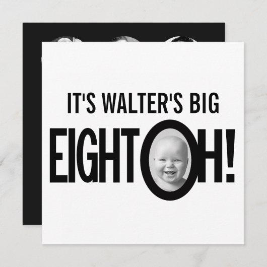 80ste verjaardag OH! foto zwart wit Kaart (Voorkant / Achterkant)
