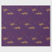 80ste verjaardag paars goud hallo 80 typografie cadeaupapier (Vlak)