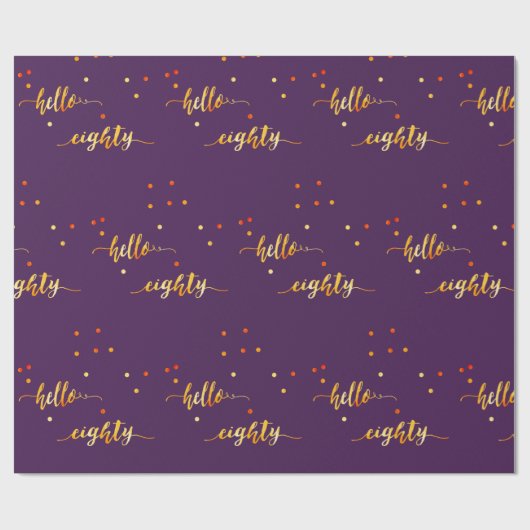 80ste verjaardag paars goud hallo 80 typografie cadeaupapier (Vlak)