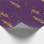 80ste verjaardag paars goud hallo 80 typografie cadeaupapier (Hoek)