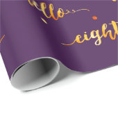 80ste verjaardag paars goud hallo 80 typografie cadeaupapier (Rol Hoek)