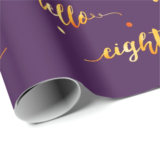 80ste verjaardag paars goud hallo 80 typografie cadeaupapier (Rol Hoek)