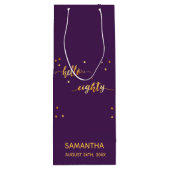 80ste verjaardag paars goud hallo 80 typografie wijn cadeautas (Achterkant)