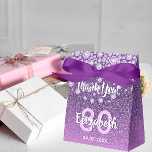 80ste verjaardag paarse roze glitter diamanten naa bedankdoosjes