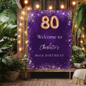 80ste verjaardag paarse vonken welkom poster