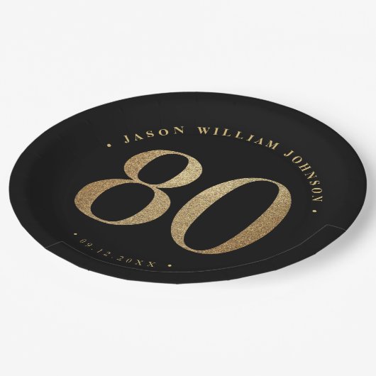 80ste verjaardag Papieren Borden Papieren Bordje (Gekanteld)
