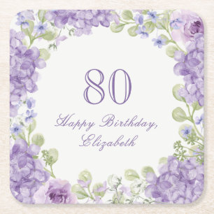80ste verjaardag papieren onderzetter Elegante paa