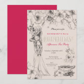  80ste verjaardag Party Afternoon Tea Kaart (Voorkant / Achterkant)