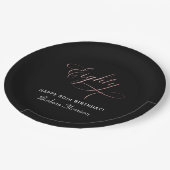 80ste Verjaardag Party Roos Gold Script Gepersonal Papieren Bordje (Gekanteld)