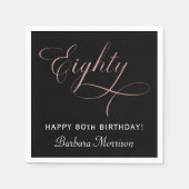80ste Verjaardag Party Roos Gold Script Gepersonal Servet (Voorkant)